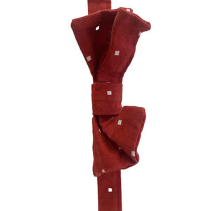Hand made dog bow tie - red- square dot print. medium sized dog